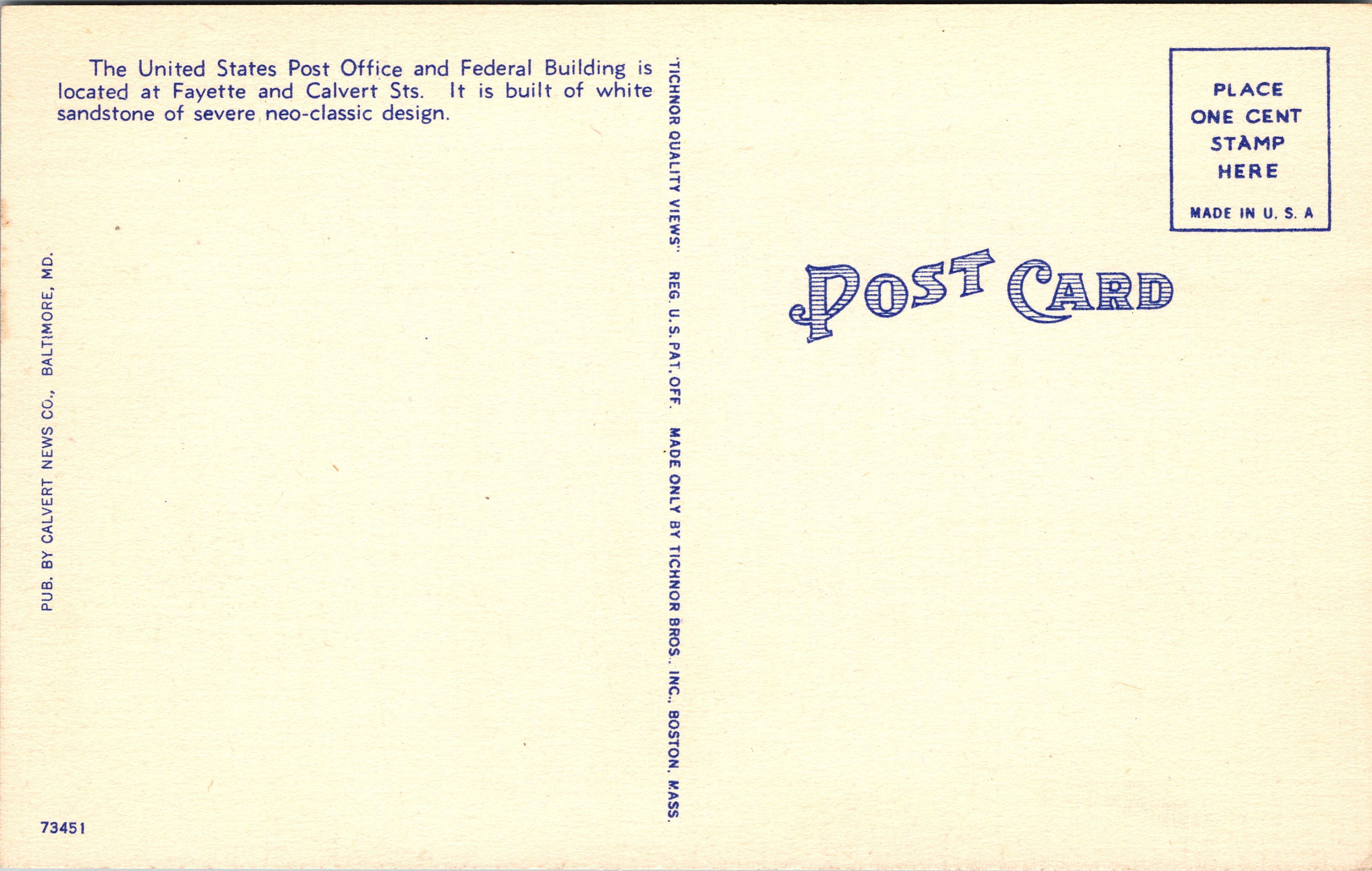 Baltimore Maryland Post Office & Court House Linen Vintage Etsy