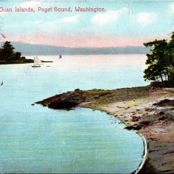 Puget Sound Washington WA Among San Juan Islands Postcard