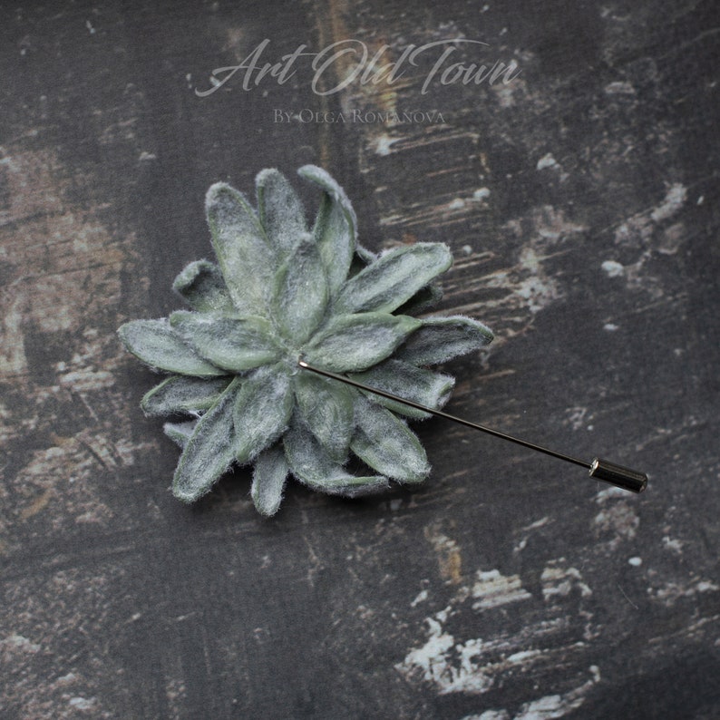 Edelweiss flower brooch Large flower brooch pin Boutonniere for men Wedding shawl brooch