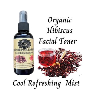 Organic Hibiscus Facial Toner, Refreshing Mist, Anti-Aging, Aloe Vera Moisturizing, Clean Face
