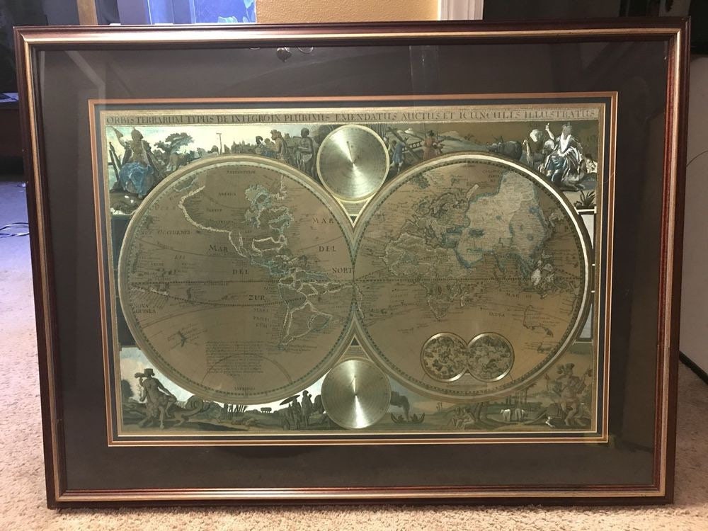 Map Vintage world map Gold Foil map Orbis Terrarum Double