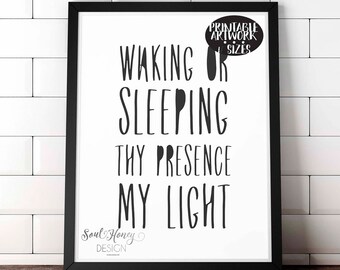 Downloadable Prints | Waking or Sleeping Thy Presence My Light | Be Thou My Vision | Hymn Art | Christian Printable Quote | Instant Art