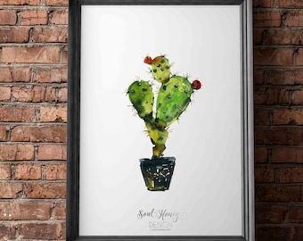 Downloadable Prints | Watercolor Cactus Succulent Print | Watercolor botanical Art | Printable Wall Art | Housewarming Gift | Instant Art