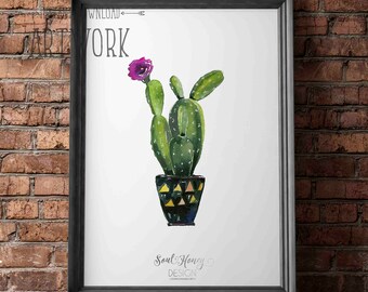 Downloadable Prints | Watercolor Cactus Succulent Print | Watercolor Botanical Print | Printable Wall Art | Housewarming Gift | Instant Art