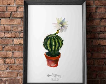 Downloadable Prints | Watercolor Cactus Succulent Print | Watercolor Botanical Art | Printable Wall Art | Housewarming Gift | Instant Art