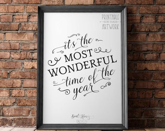 Downloadable Prints | It's The Most Wonderful Time of the Year | Christmas Print | Printable Art | Print and Frame Art | Instant Artwork