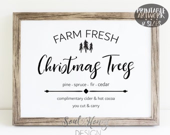 Downloadable Prints | Farm Fresh Christmas Trees Print | Christmas Tree Farm | Christmas Printable | Christmas Tree Sign | Christmas Decor