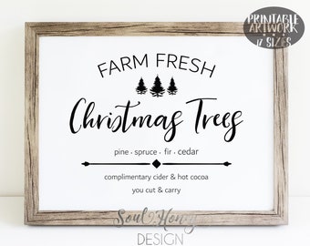 Downloadable Prints | Farm Fresh Christmas Trees Print | Christmas Tree Farm | Printable Art | Print and Frame Art | Instant Artwork