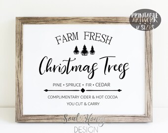 Downloadable Prints | Farm Fresh Christmas Trees Print | Christmas Tree Farm | Printable Art | Print and Frame Art | Instant Artwork