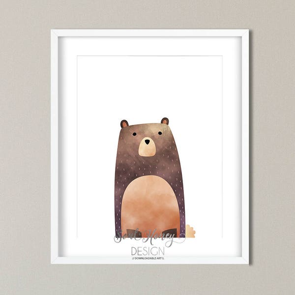 Downloadable Prints | Watercolor Bear | Woodland Animal Theme | Nursery Wall Art Decor | Printable Quotes | Instant Artwork