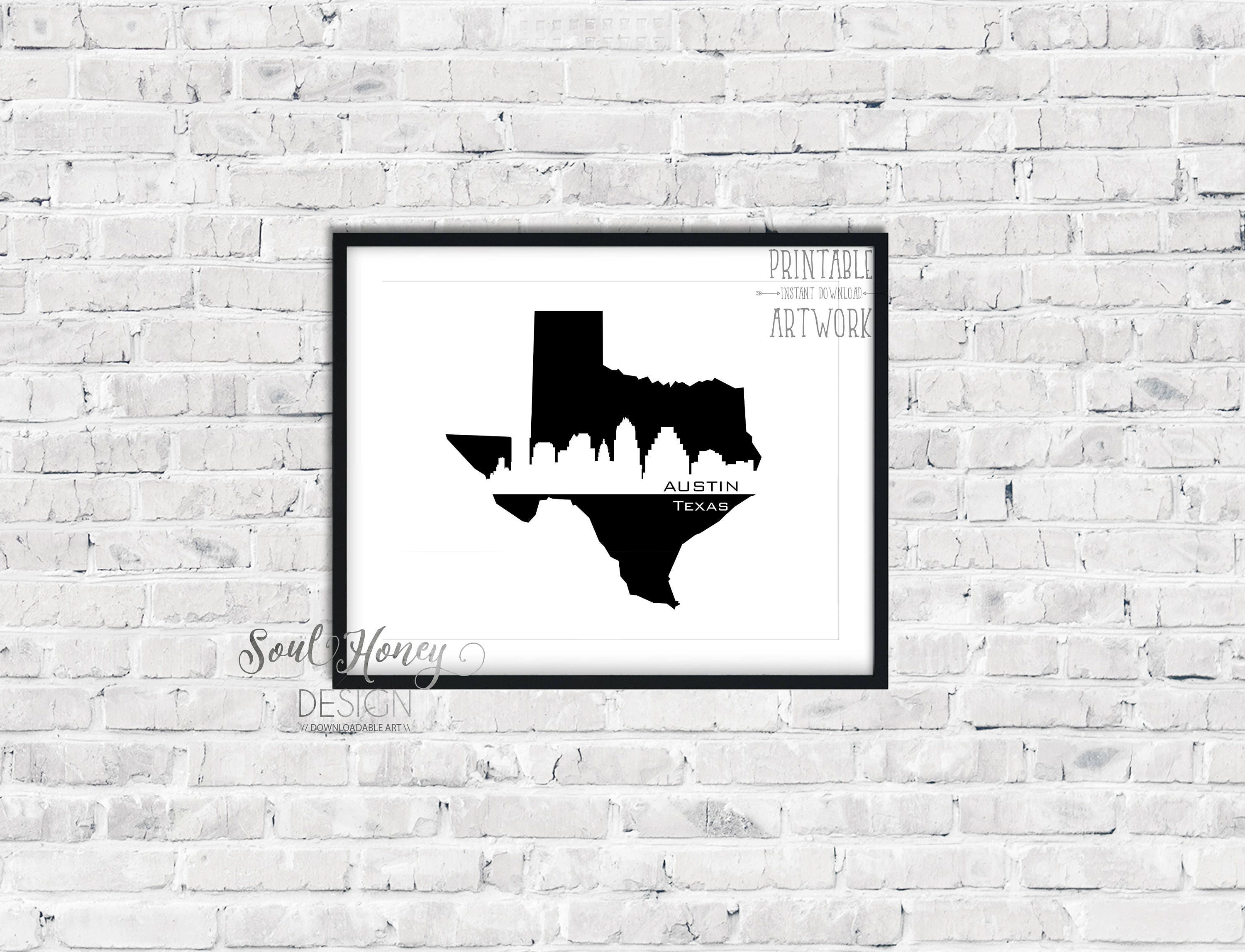 Austin Texas City Skyline Printable Wall Art Downloadable - Etsy