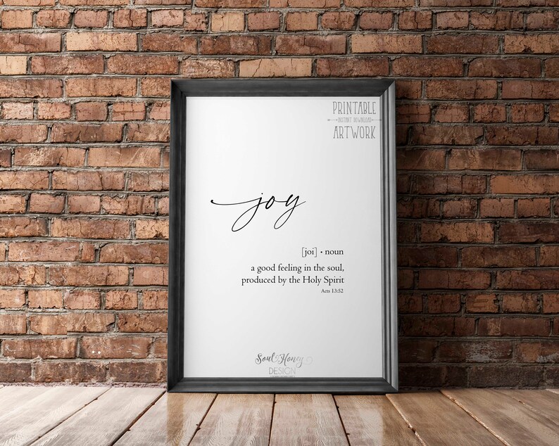 Joy Definition Print Scripture Sign Christian Bible Verse  Etsy