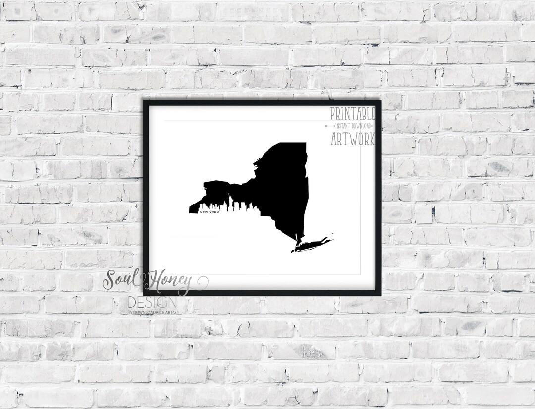New York City Skyline Printable Wall Art Downloadable Prints State Home ...