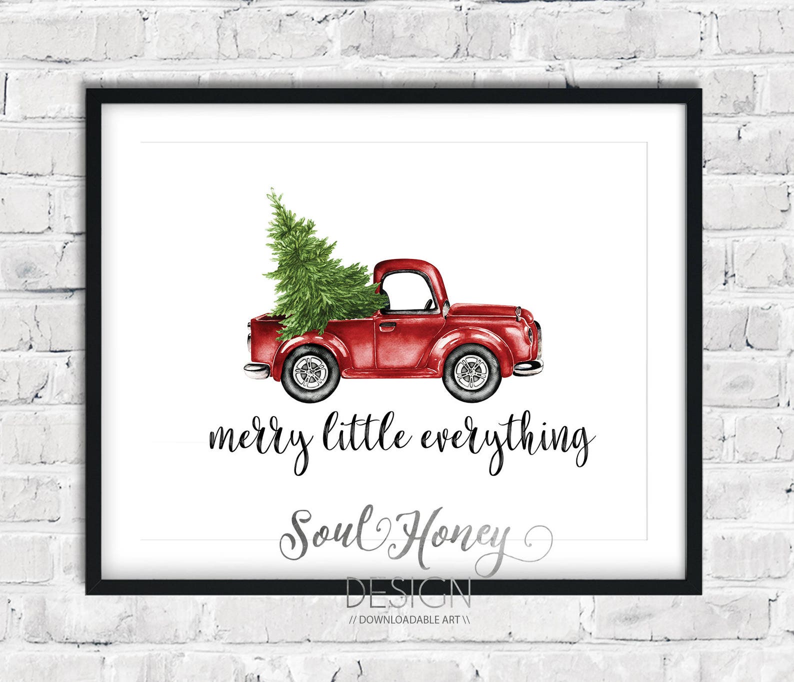 Downloadable Prints Merry Little Everything Watercolor Truck - Etsy
