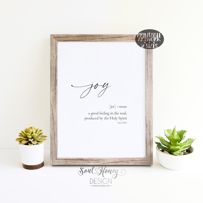 Joy definition print scripture sign christian bible verse etsy