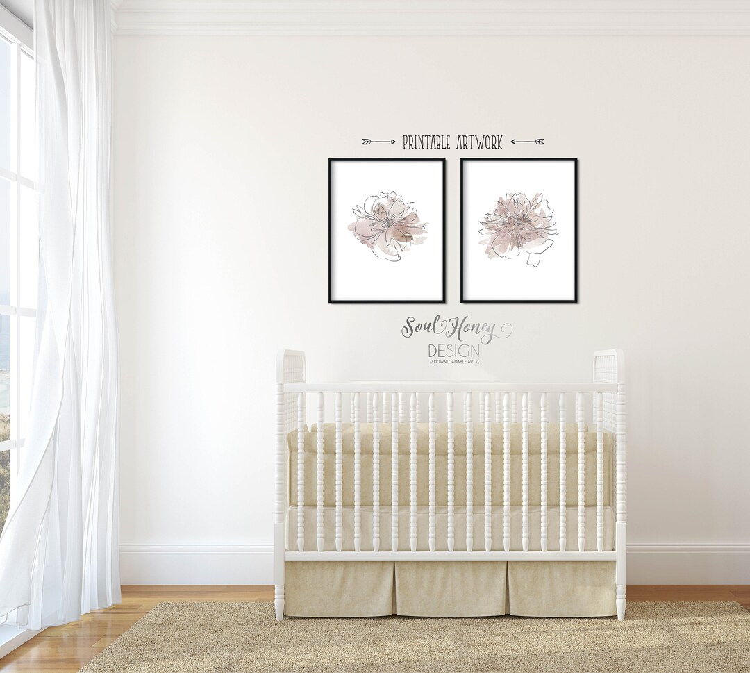 Watercolor Flower Bouquet Set of 2 Downloadable Prints Floral Printable ...