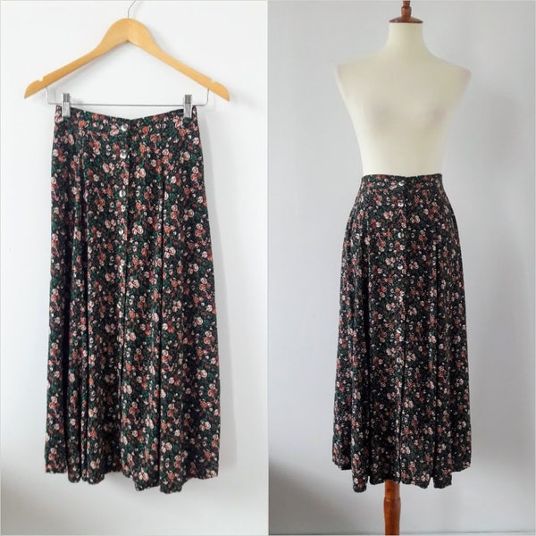 1990s Vintage Floral Button-Down Skirt