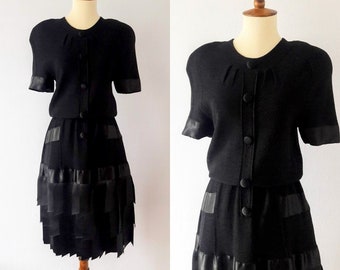 1980s Vintage Ribbon Cocktail Dress