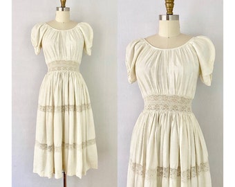 Abito Boho bianco vintage anni '30 -'40