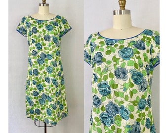 1960s Vintage Rose Print Shift-Dress by Milton Saunders / Liberty of London