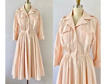 1980s Vintage Shirt-Dress with Flared Skirt by Act I New York