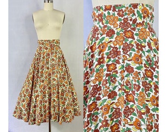 1950s-1960s Vintage Floral Circle Skirt