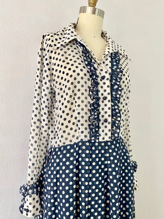 Vintage Polka Dot Lace V-Neck Bodycon Maxi Dress