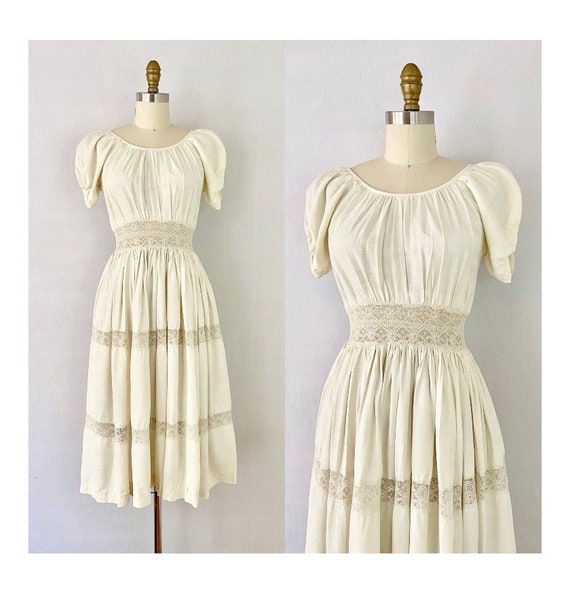 1930s-1940s Vintage White Boho Dress - image 1