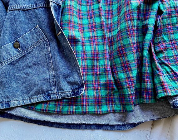 ca. 1970s-80s Denim Jacket with Plaid Flannel Lin… - image 10