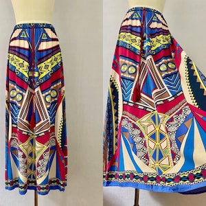 ca. 90s-2000s Fluorescent Geometric Print Maxi-Skirt