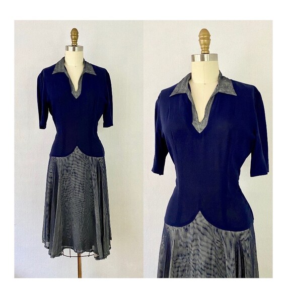 40’s Navy Blue Dress