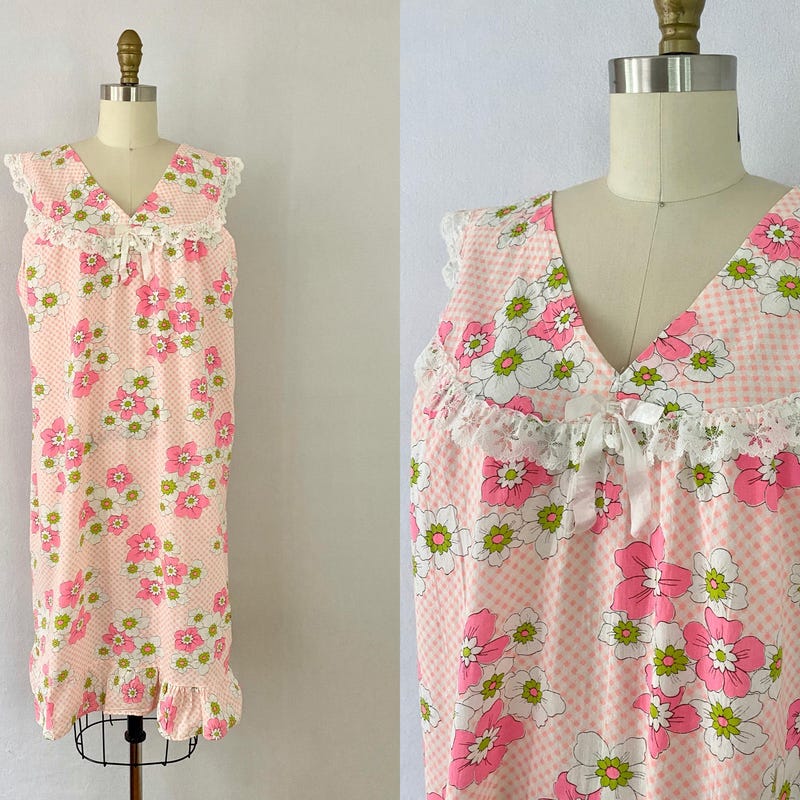 60’s Retro Floral Embroidered Nightgown by Caroll main image 0