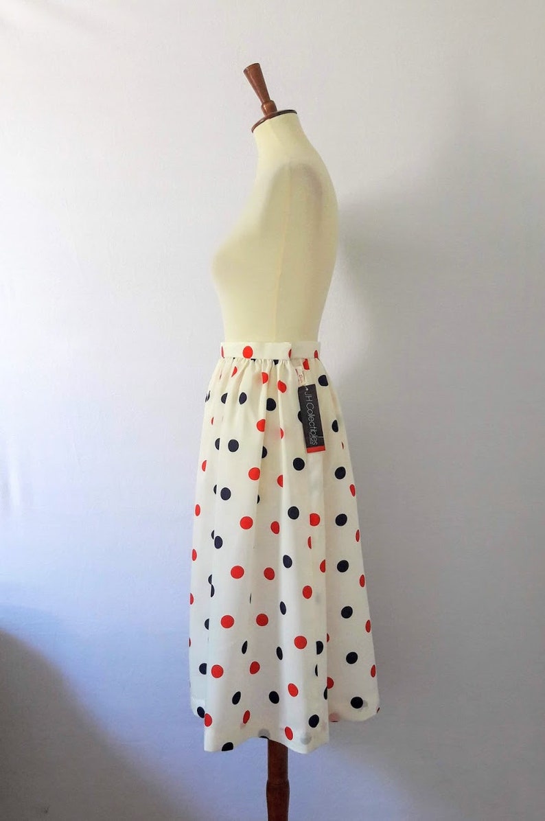 1980s Vintage Polka Dot Midi-Skirt / Dead-Stock Vintage image 8