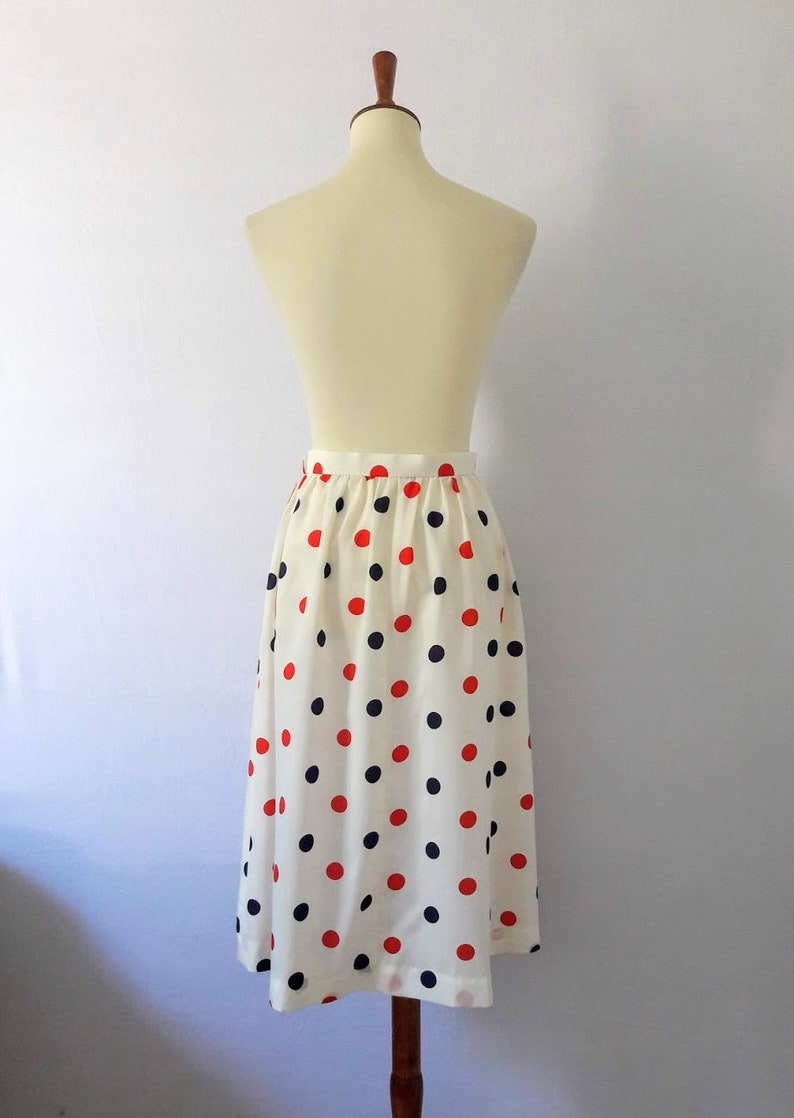 1980s Vintage Polka Dot Midi-Skirt / Dead-Stock Vintage image 9