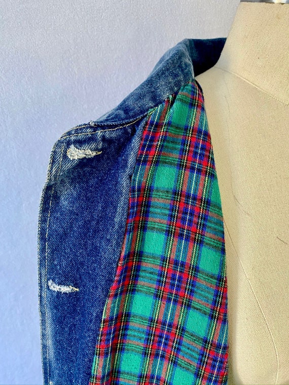 ca. 1970s-80s Denim Jacket with Plaid Flannel Lin… - image 5
