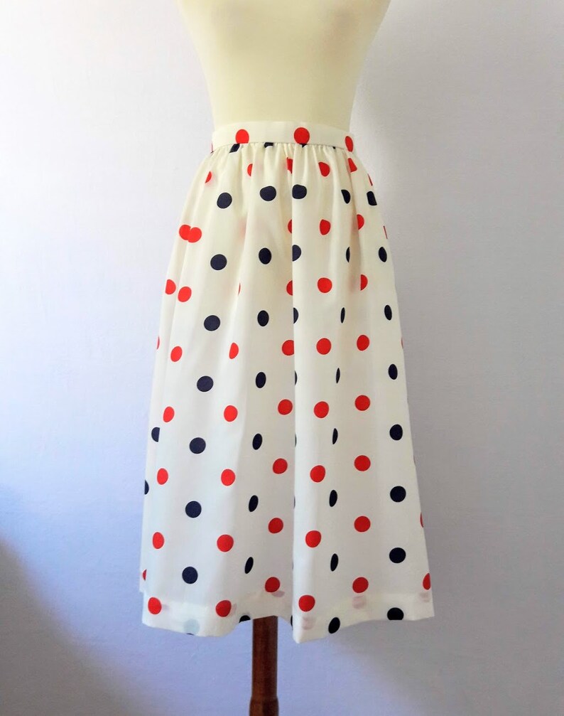 1980s Vintage Polka Dot Midi-Skirt / Dead-Stock Vintage image 3