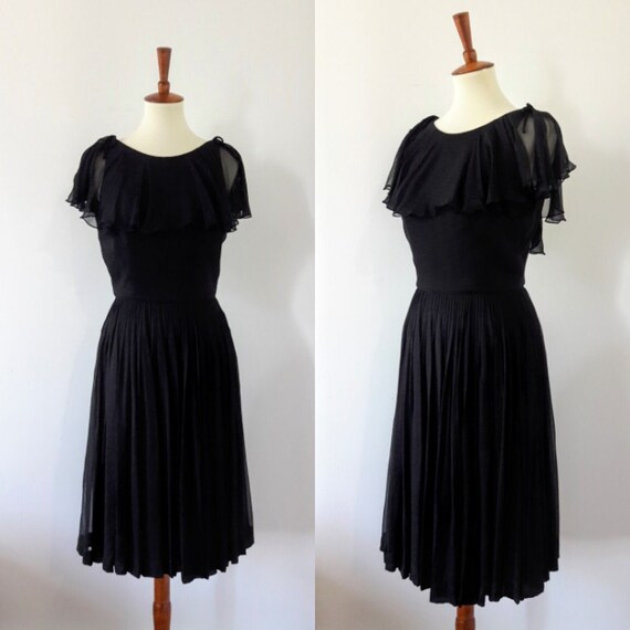 black flowy chiffon dress