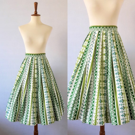 1950s Vintage Cotton Boho Flared Skirt