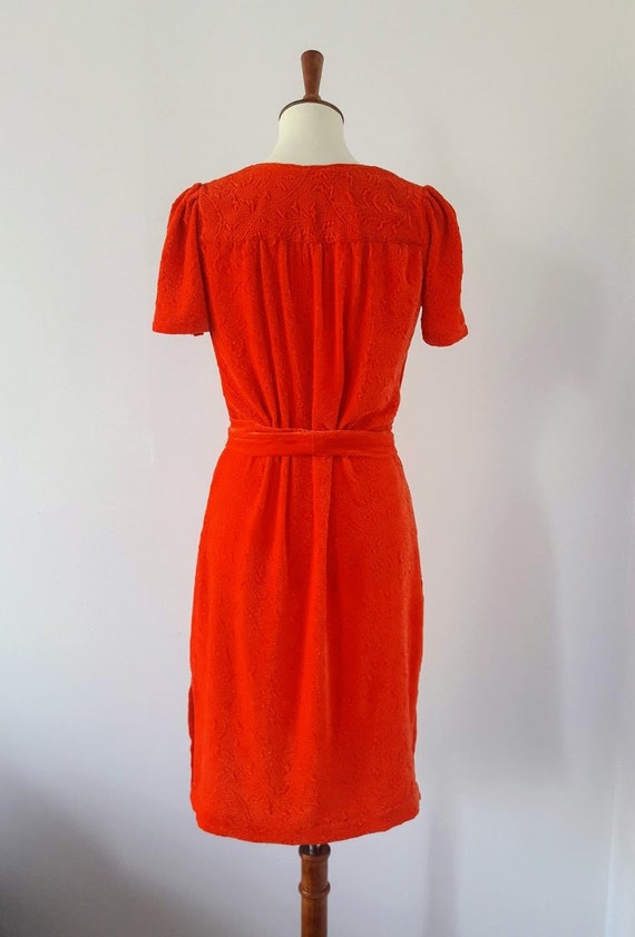 1970s Burnt-Orange Vintage Velour Dress - image 8