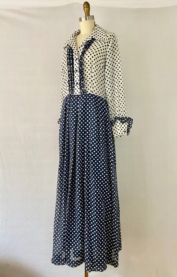 Vintage Polka Dot Halter V-neck Maxi Dress