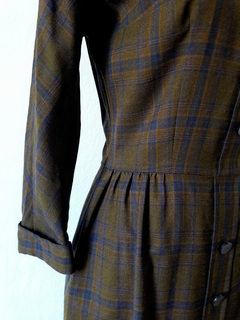 blue and brown plaid dress Warmest Wishes Navy Blue Plaid Dress  Shop the Mint