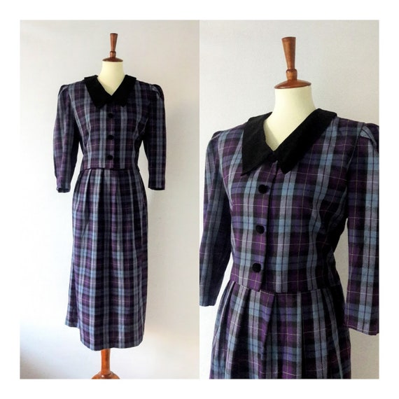 1980s does 1940s Vintage Plaid Dress