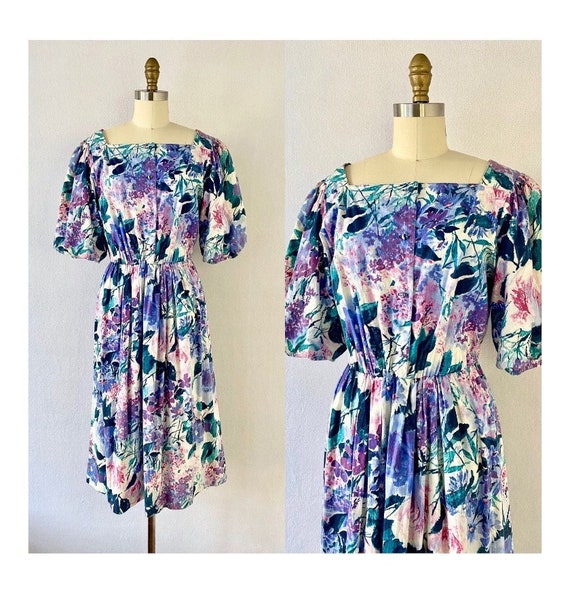 1980s Vintage Floral Dress by Willi of California - image 1