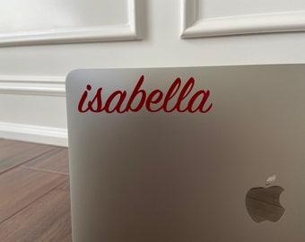 Computer name vinyl decal sticker- personalized computer name label- computer decal -cursive name personalized vinyl sticker- laptop decal