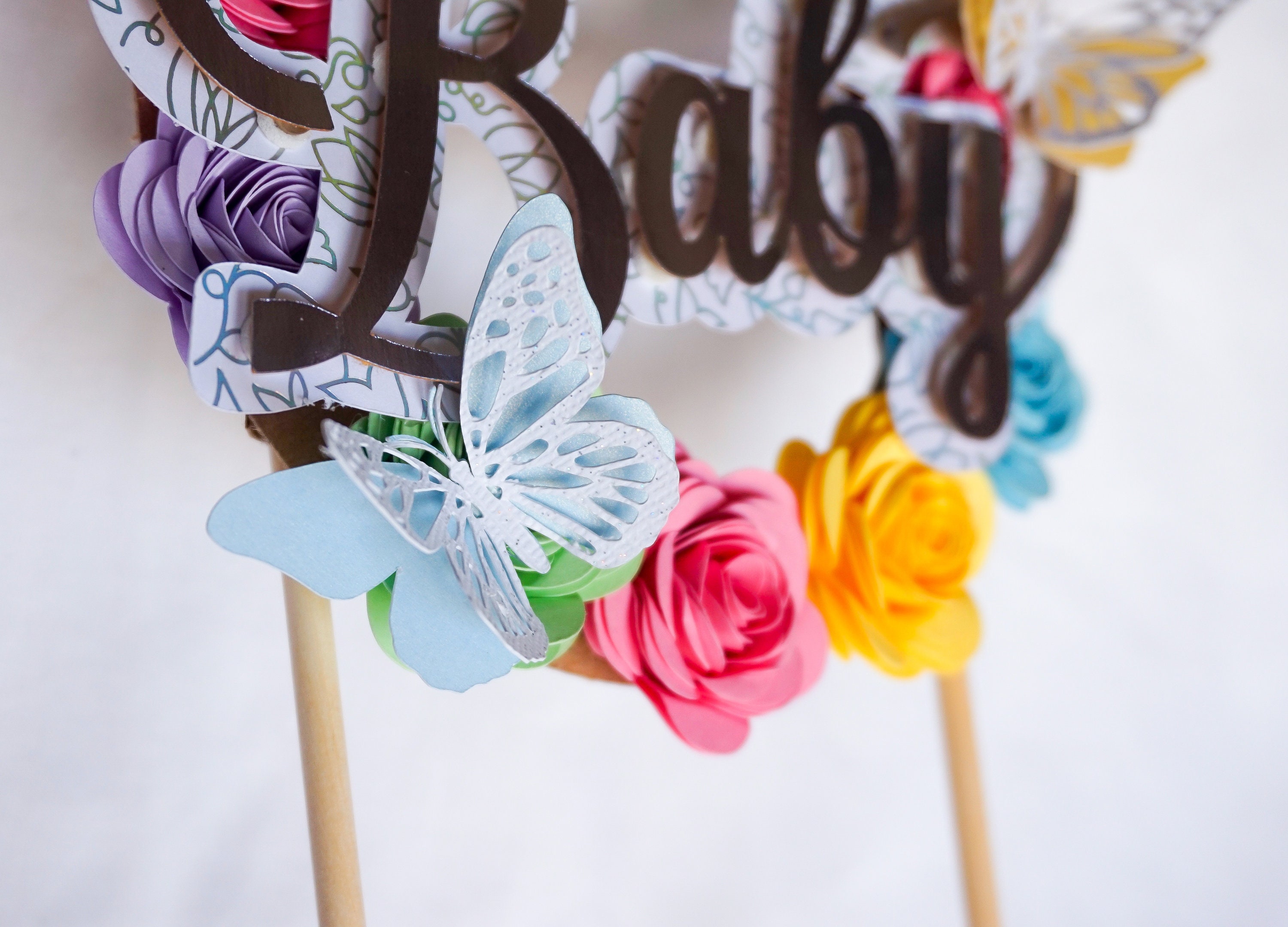 Flower Cake Topper/butterfly Cake Topper/baby Shower Etsy
