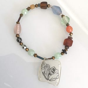 Vintage Multi-Colored Bead Charm Bracelet - Stretchy - Fits all sizes.  Circa 1980s