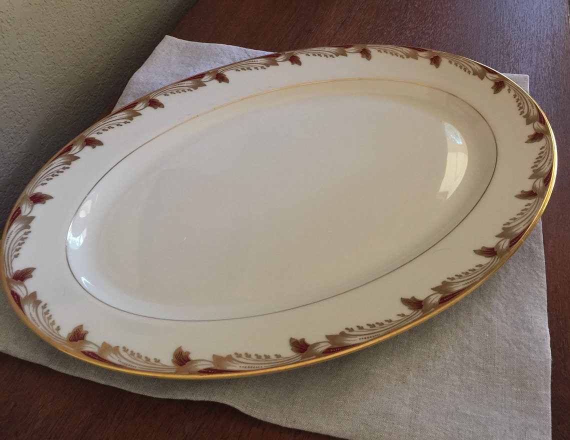 Vintage Lenox Porcelain China Essex Pattern Maroon smooth Etsy UK