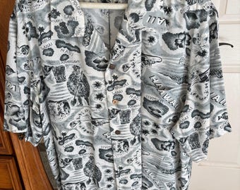 Vintage Lands" End Hawaiian Shirt, Size Large Regular.
