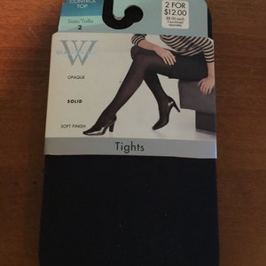 Vintage J.C. Penny Worthington Women&#39;s Control Top Opaque Tights, Navy Blue, Size 2 .  Circa 1990s.