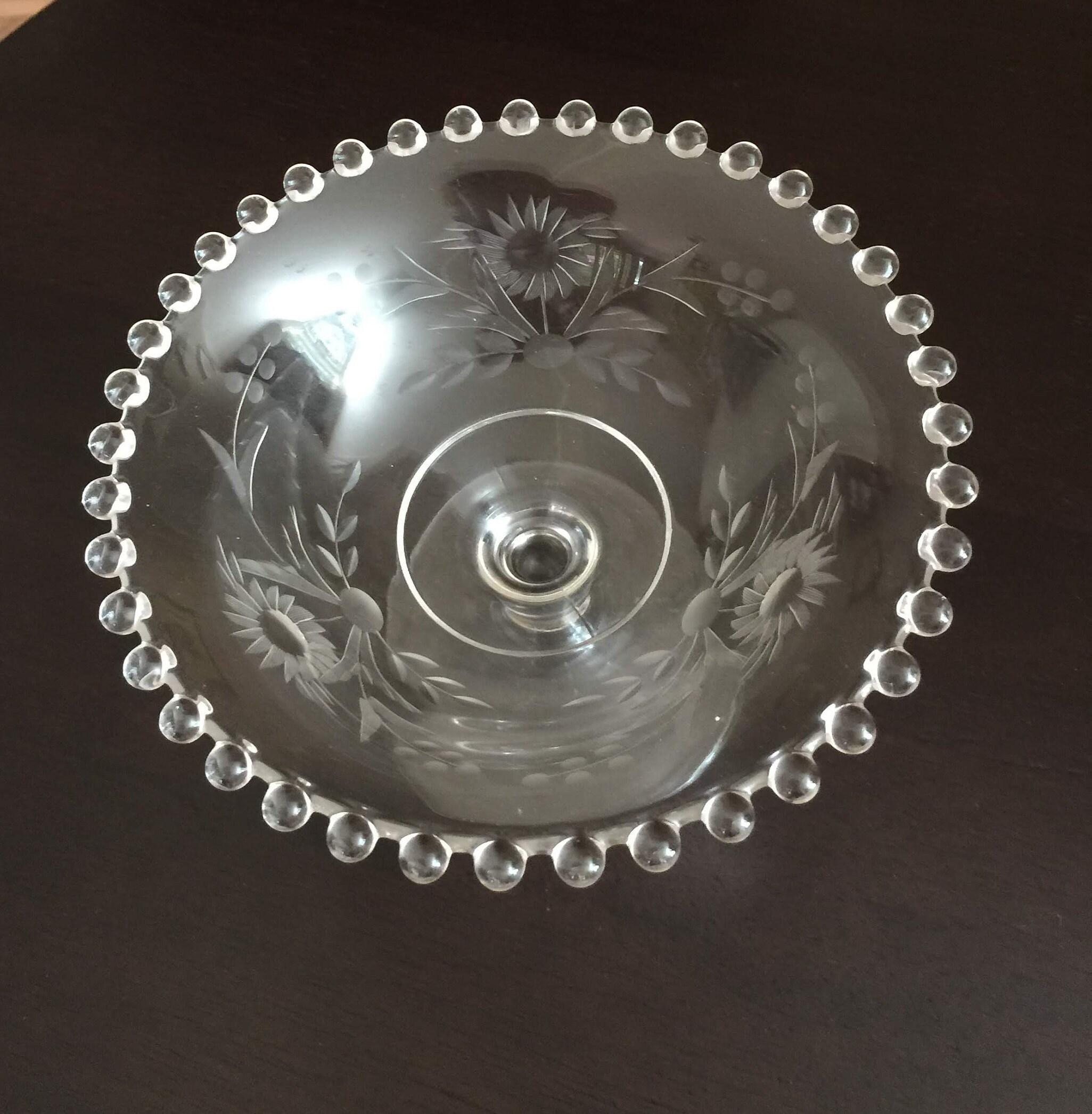 Vintage Etched Glass Imperial Candlewick Stemmed Compote Dish Etsy